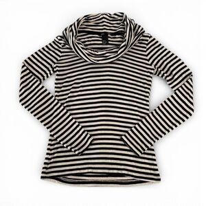 H&M Women’s Long Sleeve Black & White Striped Cowl Neck Shirt Size XS